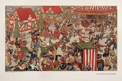 Het Land van Speelgoed, illustratie uit Pinokkio door Attilio Mussino