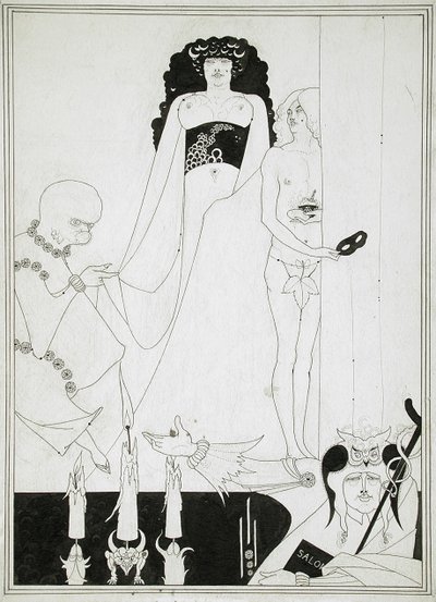 Enter Herodias. Illustratie voor Salome door Oscar Wilde door Aubrey Beardsley