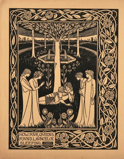 Hoe Vier Koninginnen Lancelot Slapend Vonden. Illustratie bij het boek Le Morte d