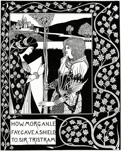 Hoe Morgan le Fay een Schild aan Sir Tristram Gaf, illustratie uit 
