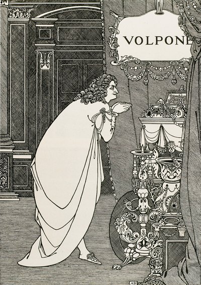 Titelpagina van Volpone of de vos (1609) geschreven door Ben Johnson door Aubrey Beardsley