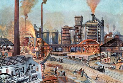 Staalindustrie in Duitsland, ca. 1880 door August (after) Dressel