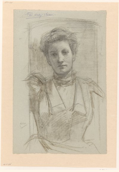 Portret van een vrouw, ten halven lijve door August Allebe