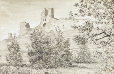 Uitzicht op de Ruïnes van Kasteel Rakvere, 1828 door August Georg Wilhelm Pezold