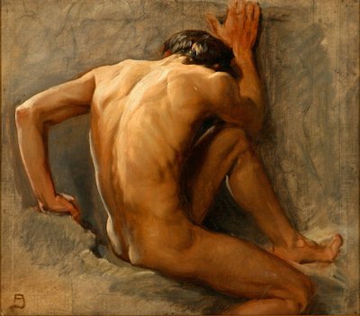 Studie van een naakte man door August Jerndorff