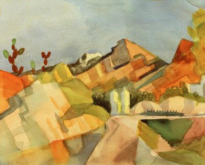 Rotsachtig Landschap door August Macke