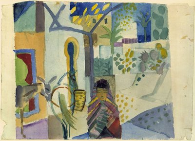 Meisje met paard en ezel door August Macke