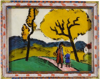 Twee meisjes in een landschap door August Macke