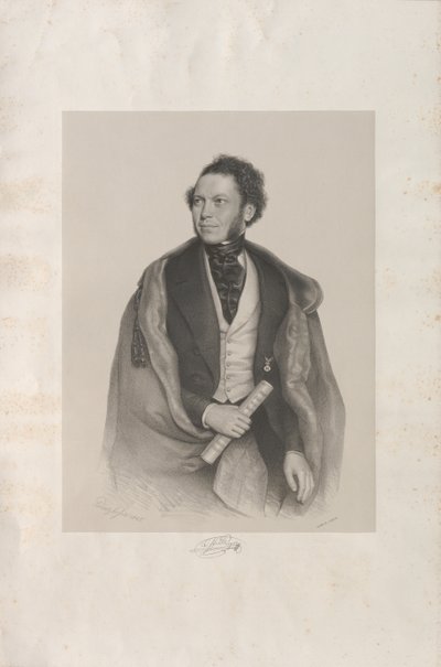 Portret van de componist en dirigent Gottfried von Preyer 1807-1901, 1845 door August Prinzhofer