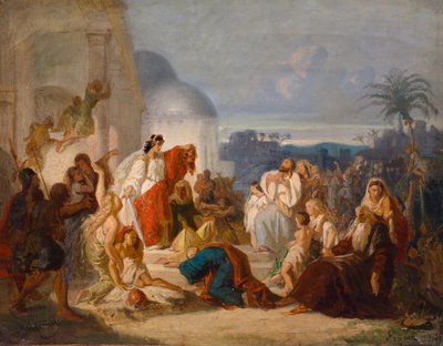 Duits: Judith toont de Bethuliërs het afgehakte hoofd van Holofernes door August von Heckel