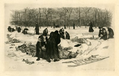 Doden begraven in de sneeuw door Auguste Andre Lancon