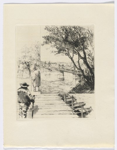 Frédéric Mistral: Mémoires et Recits van Frédéric Mistral: figuren op een pier (invoegen na p.216) door Auguste Brouet