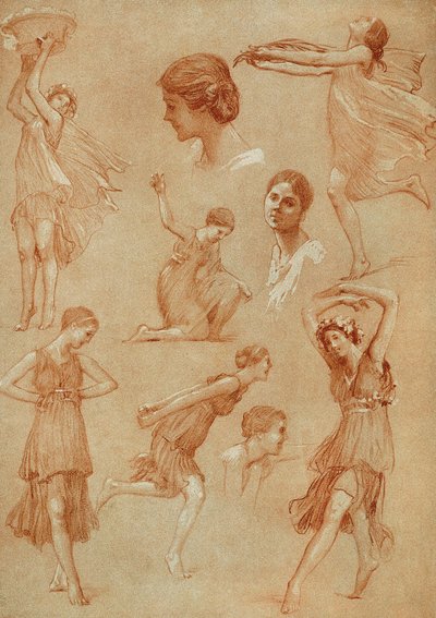 Schetsen die de Amerikaanse danseres Isadora Duncan voorstellen door Auguste Francois Marie Gorguet door Auguste Francois Gorguet