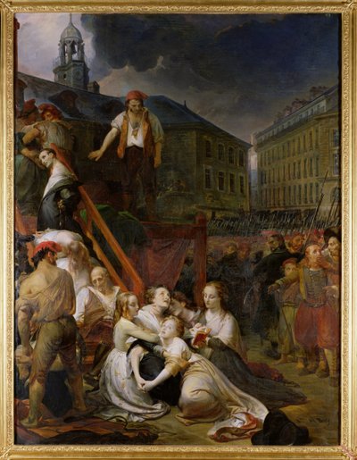 Episode op Place du Bouffay, Nantes, 1793, 1859 door Auguste Hyacinthe Debay