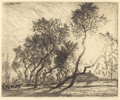 De boerderij met Hollandse populieren door Auguste Lepere