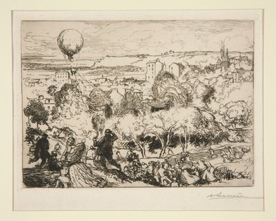 De vallende ballon, in Pre-Saint-Gervais door Auguste Lepere