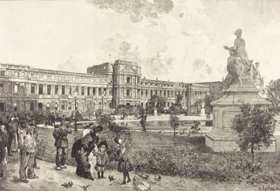 De ruïnes van het Palais des Tuilleries voor hun sloop, 1883 door Auguste Lepere