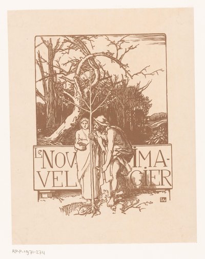 Man en vrouw planten samen een jonge boom door Auguste Lepere