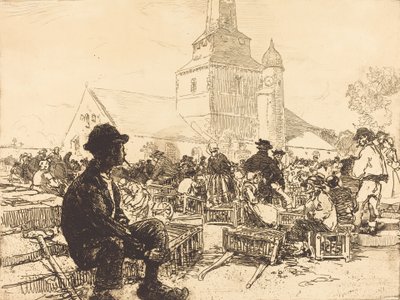 Pluimveemarkt in St.-Jean-de-Mont Marche à la volaille, à St.-Jean-de-Mont, 1892 door Auguste Lepere