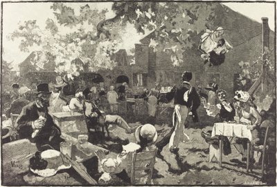 Le Cabaret du Coq de Bruyère au Bois de Meudon door Auguste Lepère after Daniel Vierge