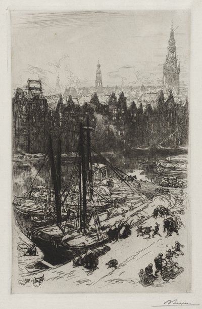 Amsterdam, uitzicht op Victoria Hotel door Auguste Louis Lepère