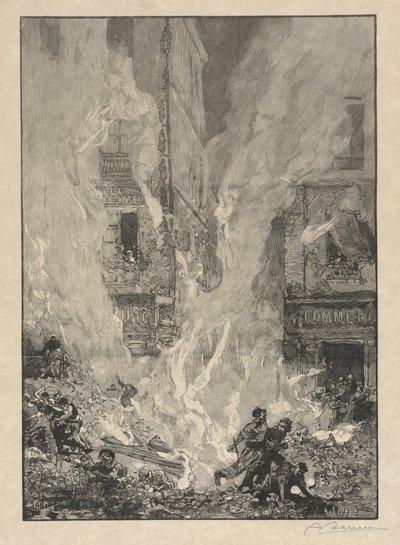 Stadsbrand door Auguste Louis Lepère