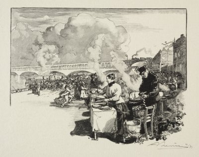 Aanlegsteiger van de boot-omnibus door Auguste Louis Lepère