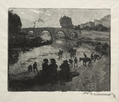 De Drinkplaats van de Pont Marie door Auguste Louis Lepère