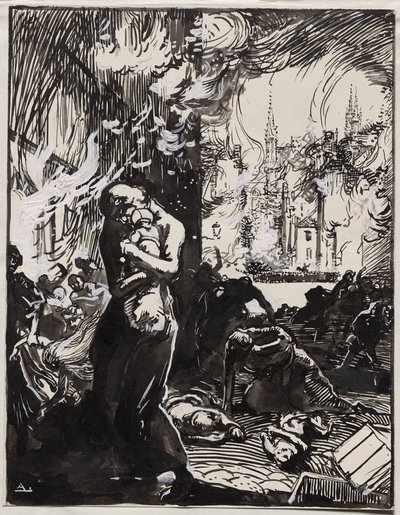 De brand van Leuven door Auguste Louis Lepère