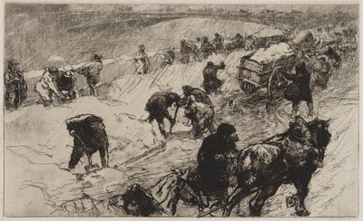 Sneeuwballengevecht: Quai aux Fleurs door Auguste Louis Lepère