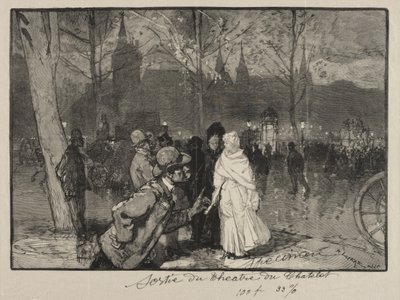 Sortie du Théâtre du Chatelet door Auguste Louis Lepère