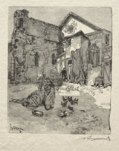 St. Julien le Pauvre: Het Portaal door Auguste Louis Lepère