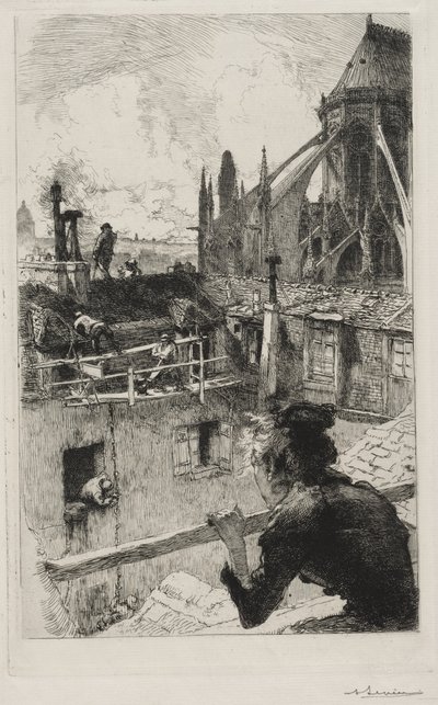 Op de daken bij de Notre Dame door Auguste Louis Lepère