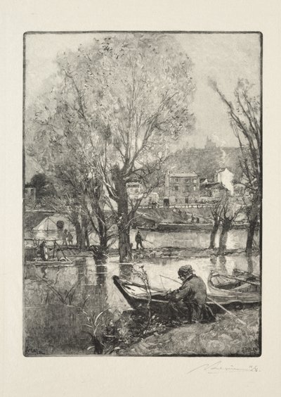 Een hoek van het eiland Billancourt door Auguste Louis Lepère