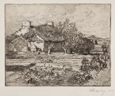 Oude boerderij, huis van het moeras, Vendée door Auguste Louis Lepère