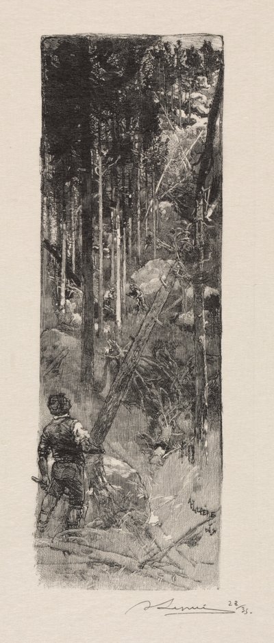 Abattage des Pins, 1887 door Auguste Louis Lepère