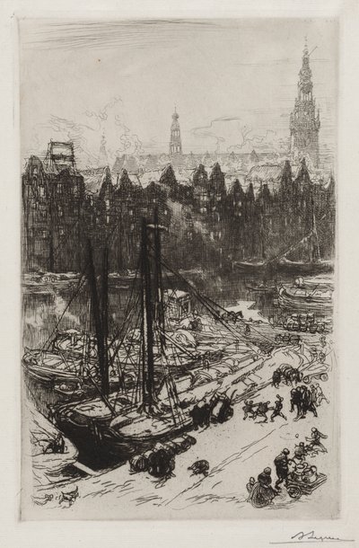 Amsterdam, uitzicht op Victoria Hotel door Auguste Louis Lepère