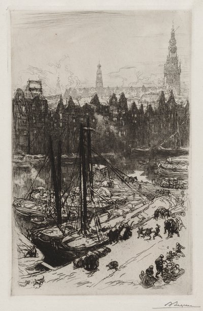 Amsterdam, uitzicht op Victoria Hotel door Auguste Louis Lepère