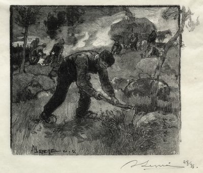 Heideplukkers door Auguste Louis Lepère