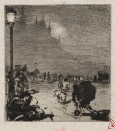 Op de hoek van Pont-aux-Doubles door Auguste Louis Lepère
