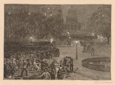 Bois du Monde: Les troubles du quartier Latin (1882) door Auguste Louis Lepère