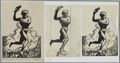 Brado, Overwinnaar van de reuzen Antigoras, 1914 door Auguste Louis Lepère