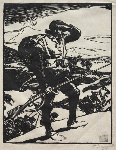 Chasseur Alpin kijkt naar de Rijnvlakte door Auguste Louis Lepère