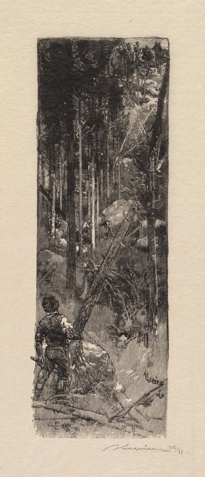Fontainebleau Bos: Kappen van dennen La Forêt de Fontainebleau: Abatage des pins, 1890 door Auguste Louis Lepère