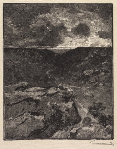 Fontainebleau Bos: Franchard Vallei, 1890 door Auguste Louis Lepère