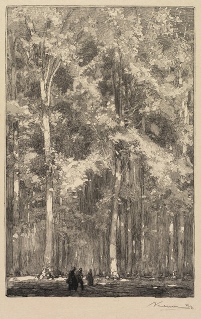 Fontainebleau Bos: Ochtend, kruispunt van de Route van de Forts de Marlotte door Auguste Louis Lepère