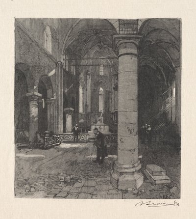 Interieur van de kerk door Auguste Louis Lepère