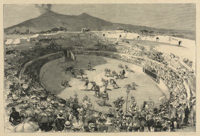 Italië. Het festival van Pompei, het circus van gladiatoren door Auguste Louis Lepère