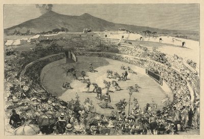 Italië. Het Festival van Pompei, Het circus van gladiatoren, 1884 door Auguste Louis Lepère