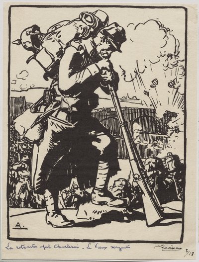 De terugtocht na Charleroi door Auguste Louis Lepère
